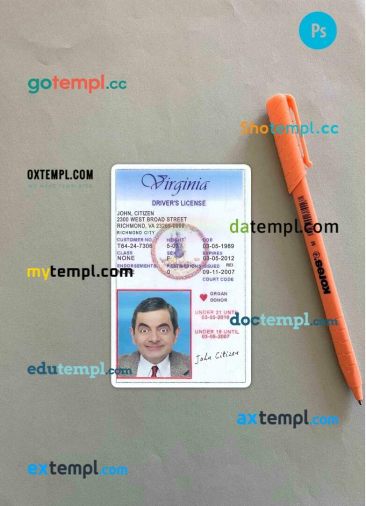 Virginia Driving License Template